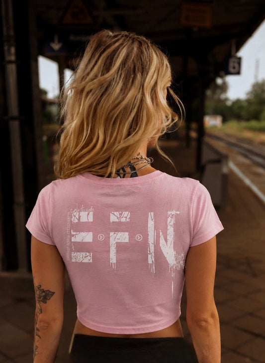 EFN CROP SHIRT rosa/weiß