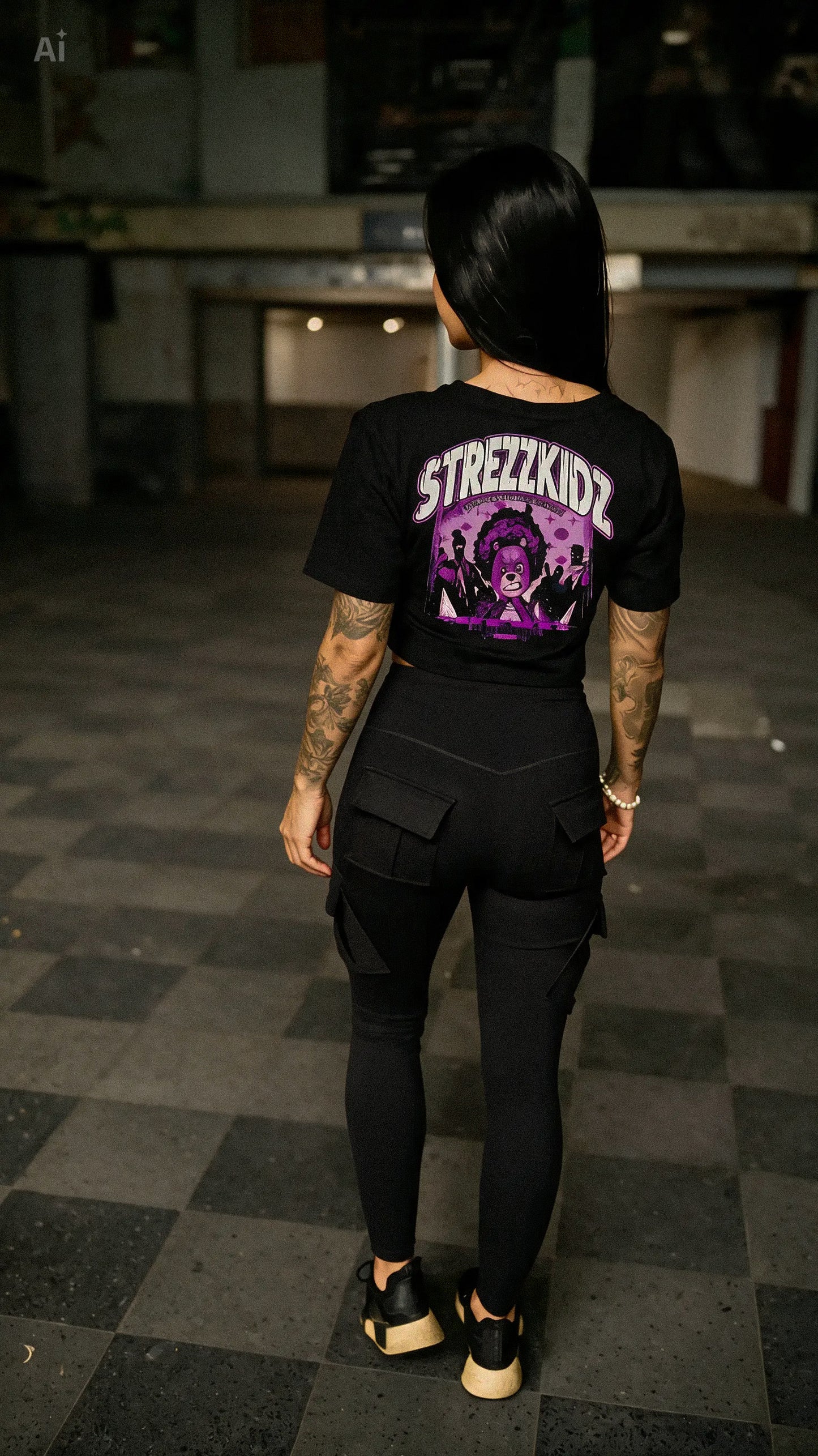 STREZZKIDZ CRAZY BEAR CROP SHIRT